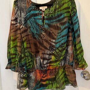 Covington animal sequins Multicolor Women's Top 16-18W beautiful blouse